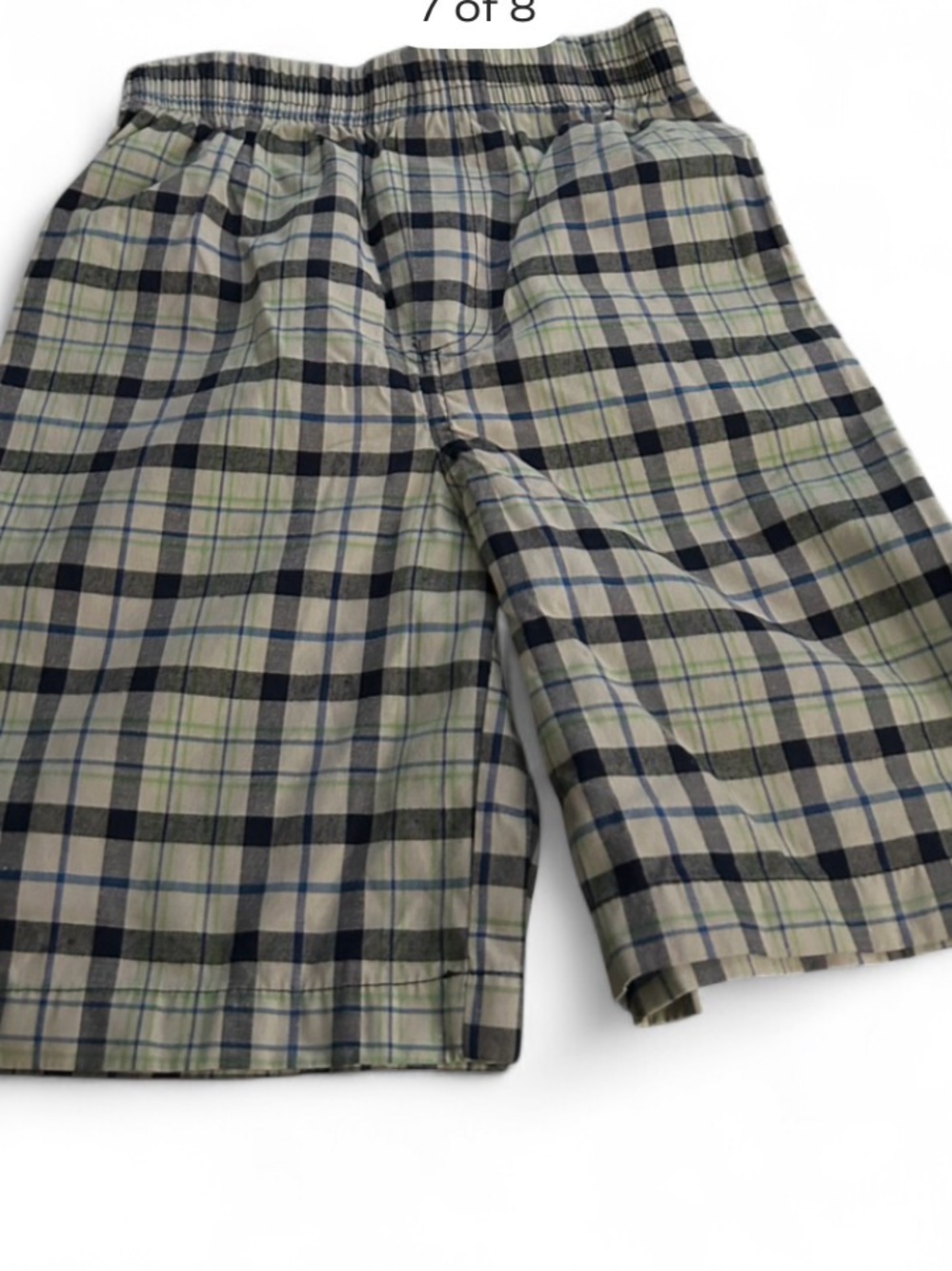 Boys Plaid Elastic Waist Shorts - Navy, Gray, Green fits 6-7